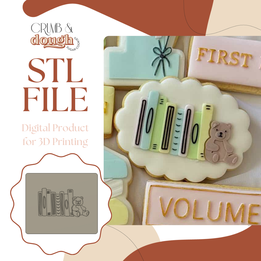 Books on Shelf Cookie Stamp & Cutter STL File