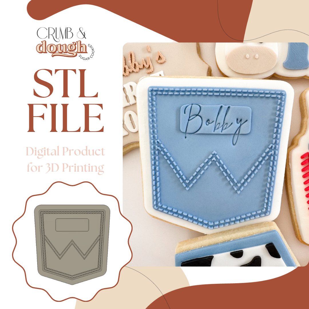 Denim Pocket Cookie Stamp & Cutter STL File