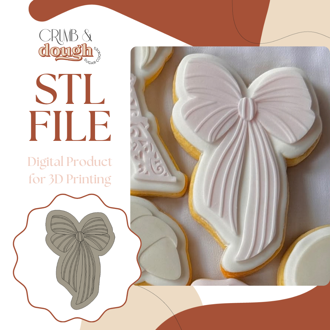 Striped Bow Cookie Stamp & Cutter STL File