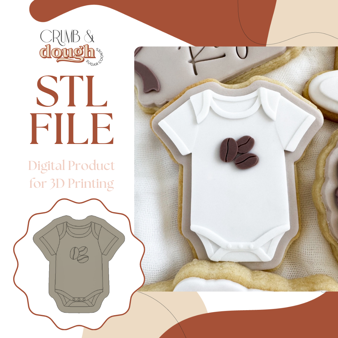 Baby Romper with Coffee Beans Cookie Stamp & Cutter STL File