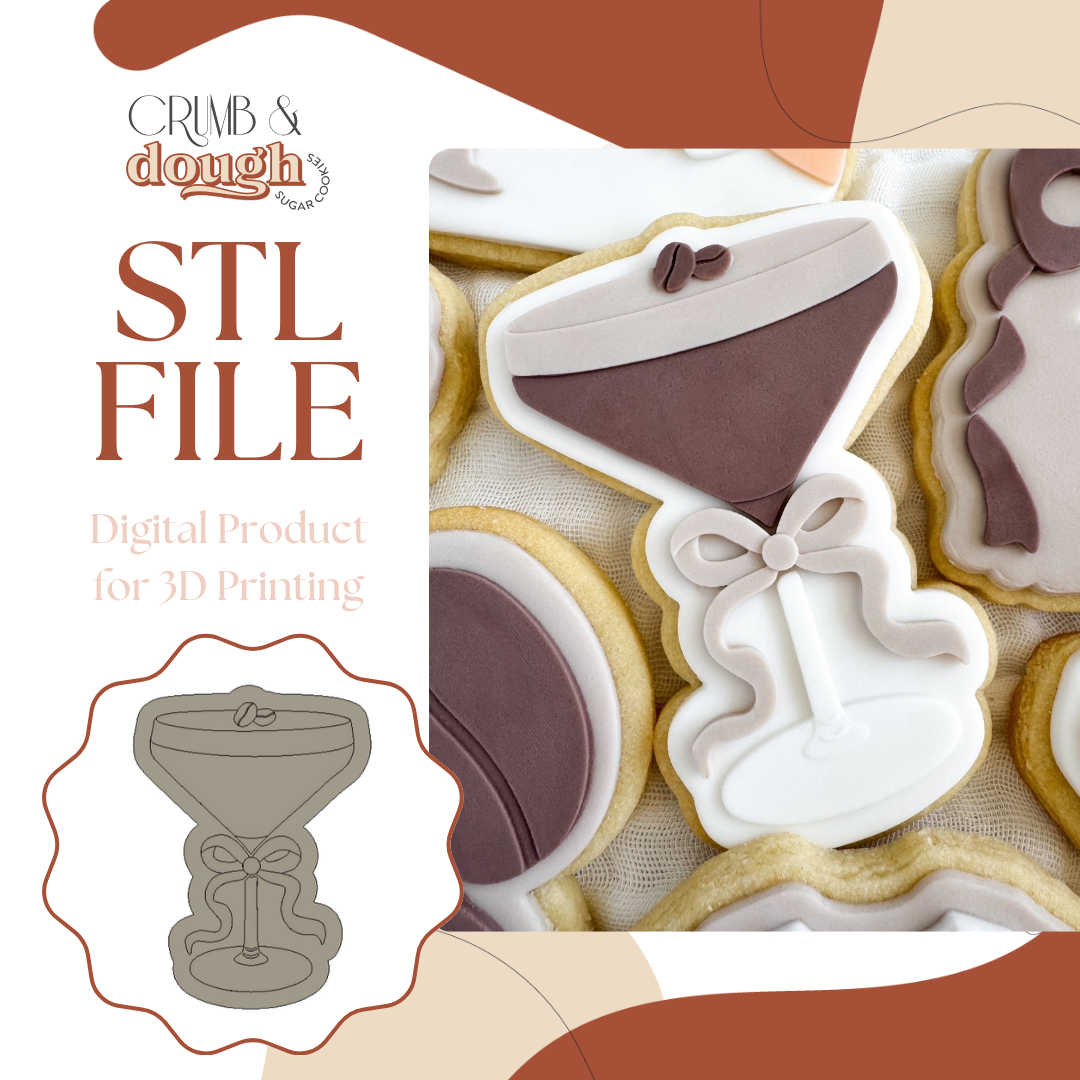 Espresso Martini with Bow Cookie Stamp & Cutter STL File