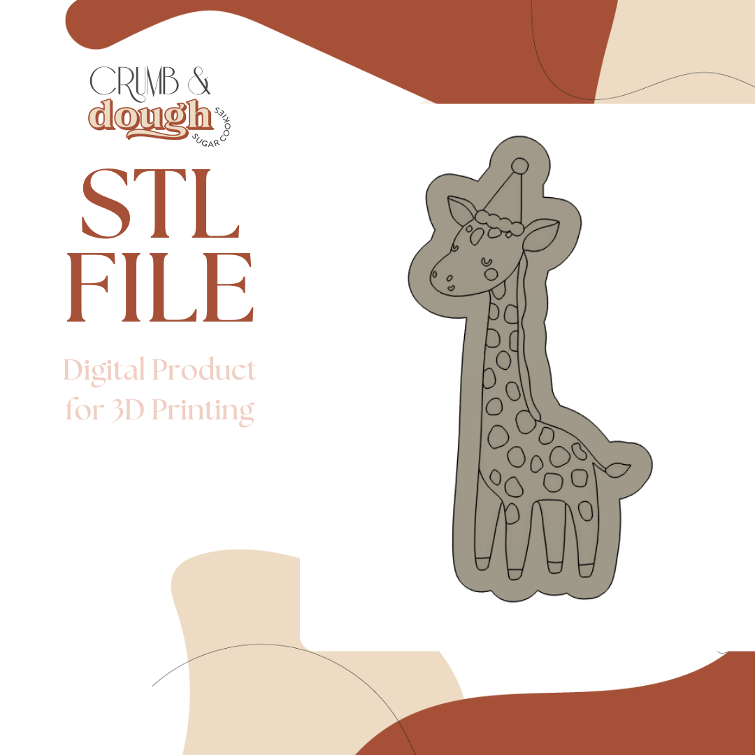 Giraffe with Party Hat Cookie Stamp & Cutter STL File