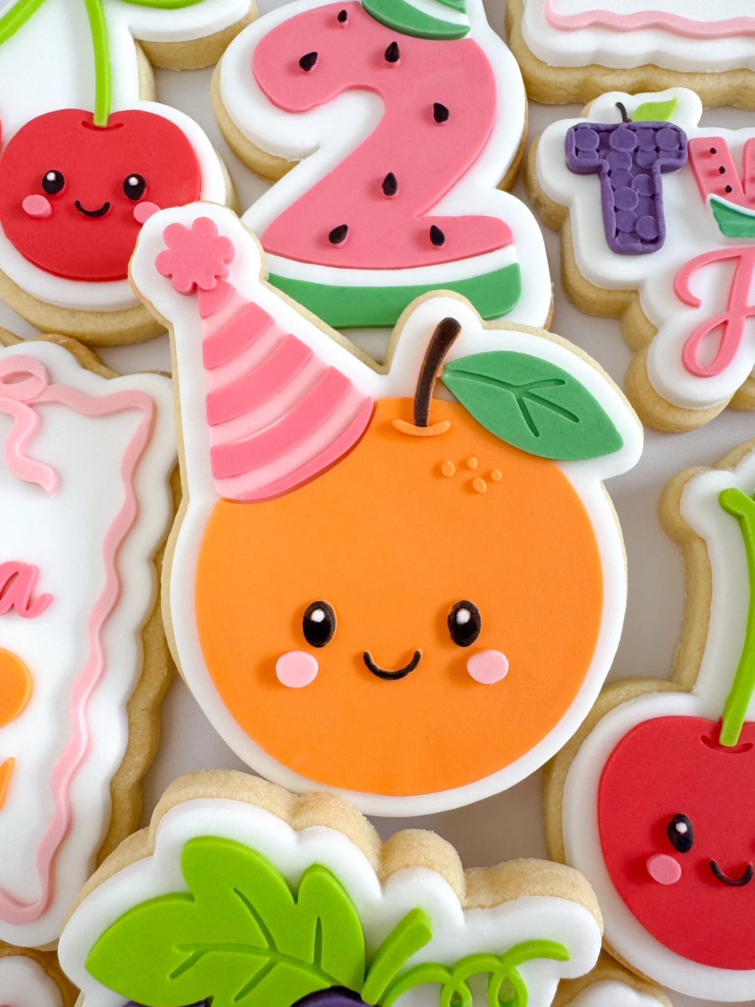 Happy Orange with Party Hat Cookie Stamp & Cutter
