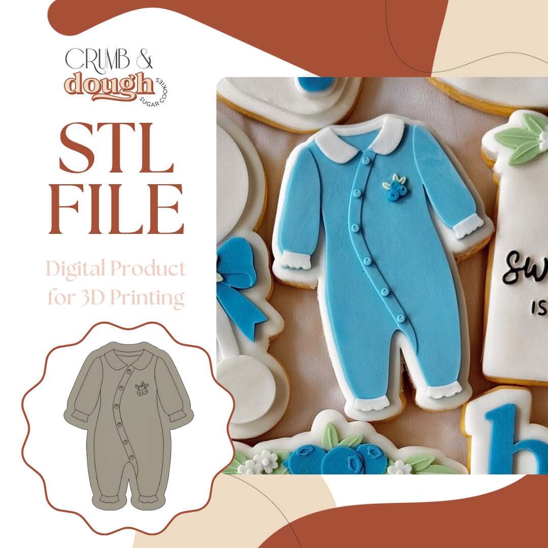 Blueberry Baby Romper Cookie Stamp & Cutter STL File