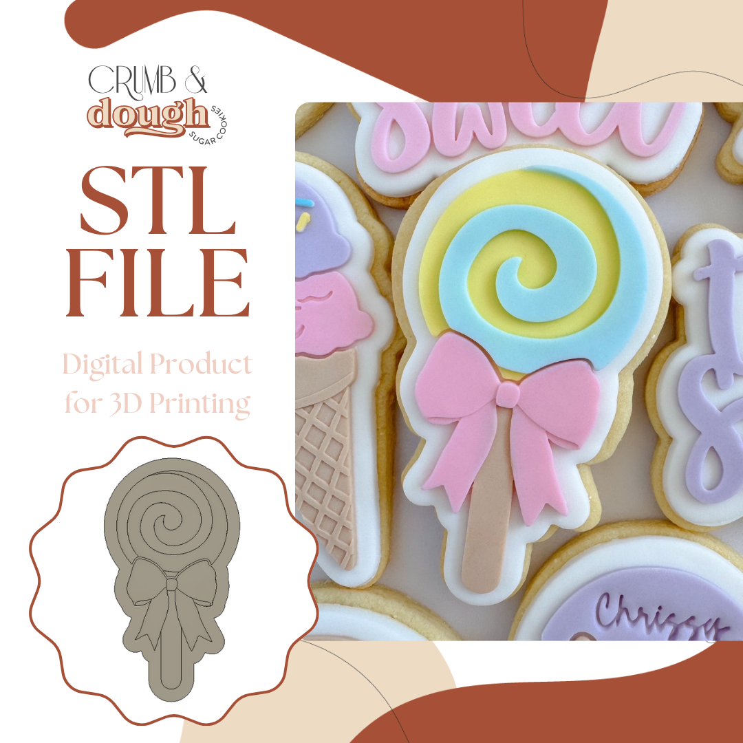 Lollipop with Bow Cookie Stamp & Cutter STL File
