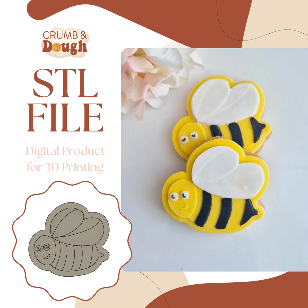 Happy Bee Cookie Stamp & Cutter STL File