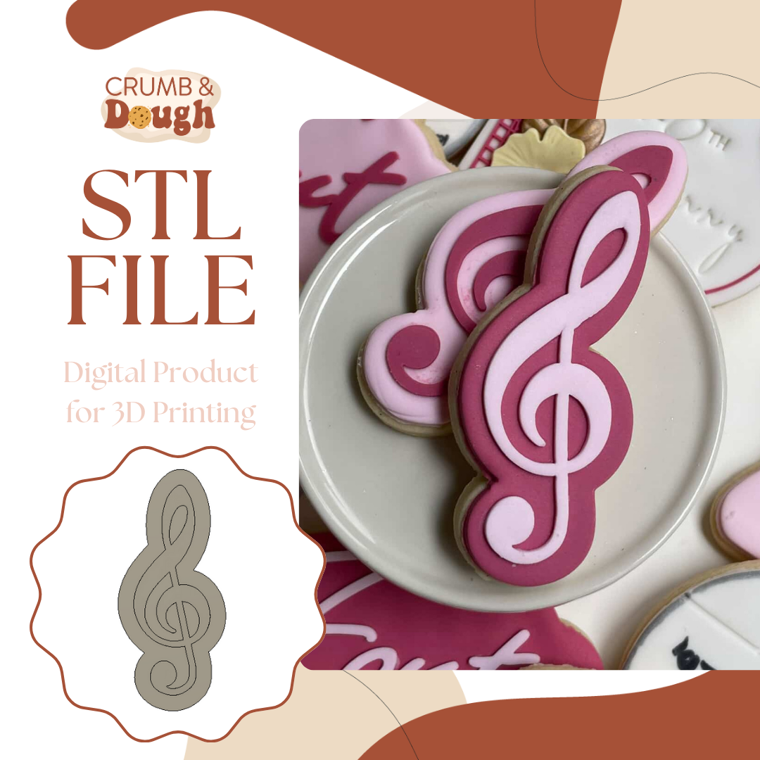 Treble Clef Cookie Stamp & Cutter STL File