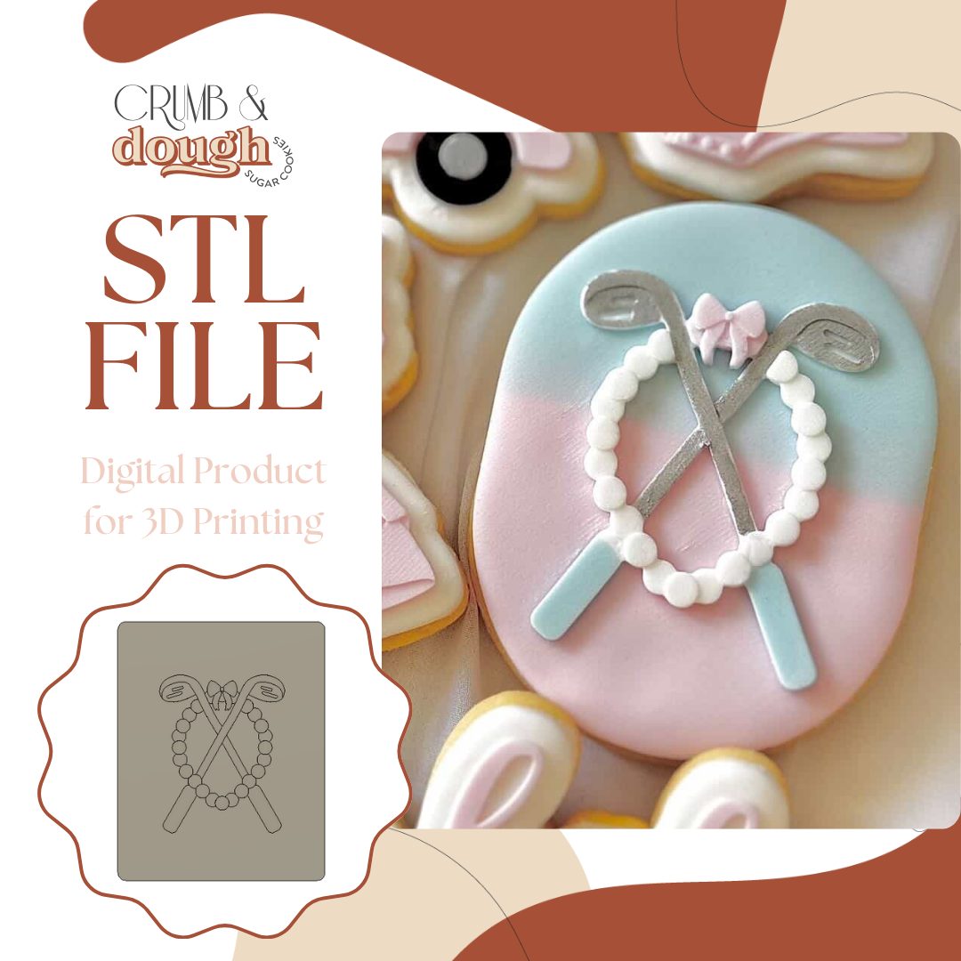 Golf Clubs and Pearl Necklace Cookie Stamp & Cutter STL File