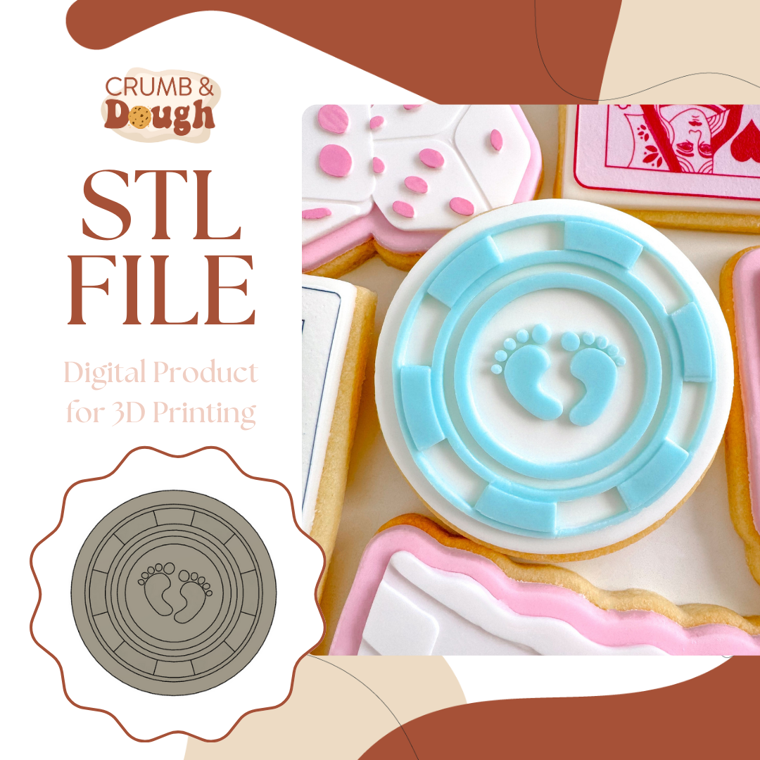 Baby Feet Poker Chip Cookie Stamp STL File