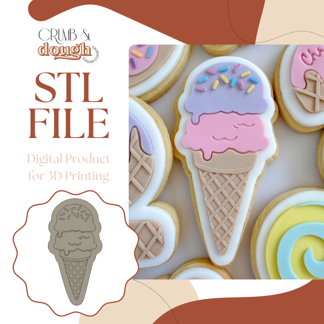 Double Ice Cream with Sprinkles Cookie Stamp & Cutter STL File