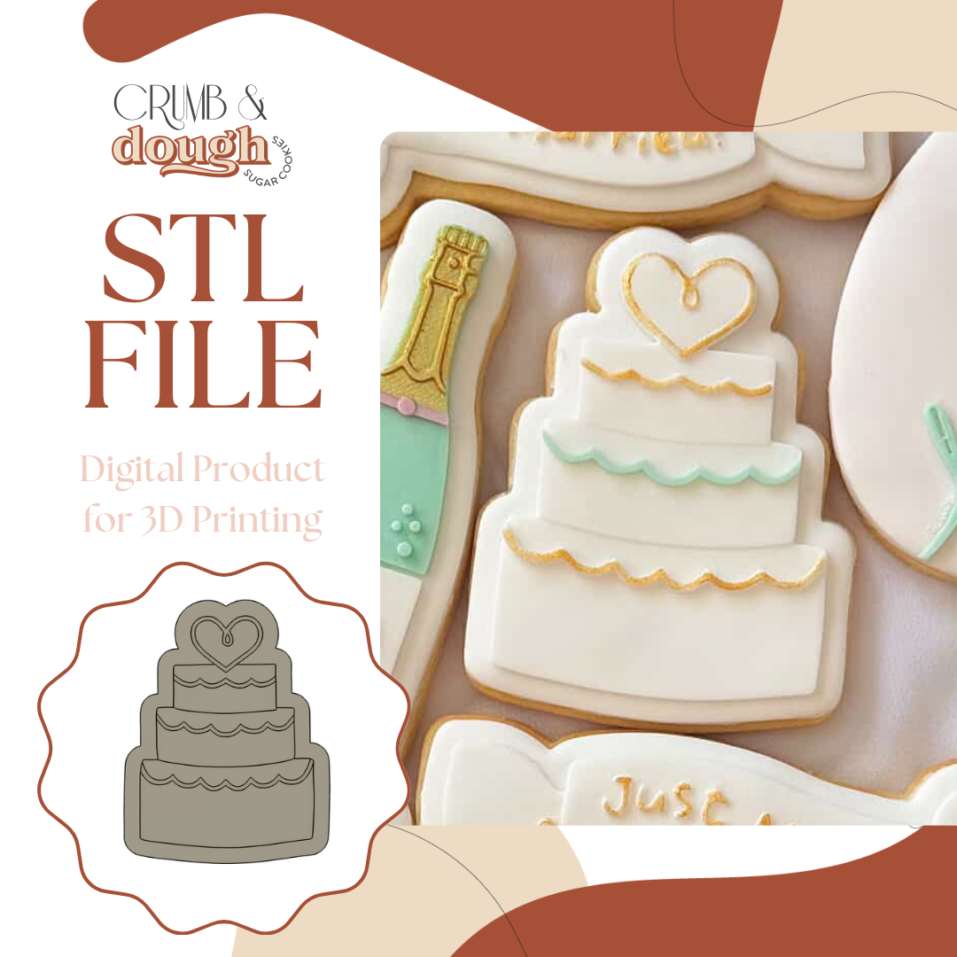 Simple Wedding Cake Cookie Stamp & Cutter STL File