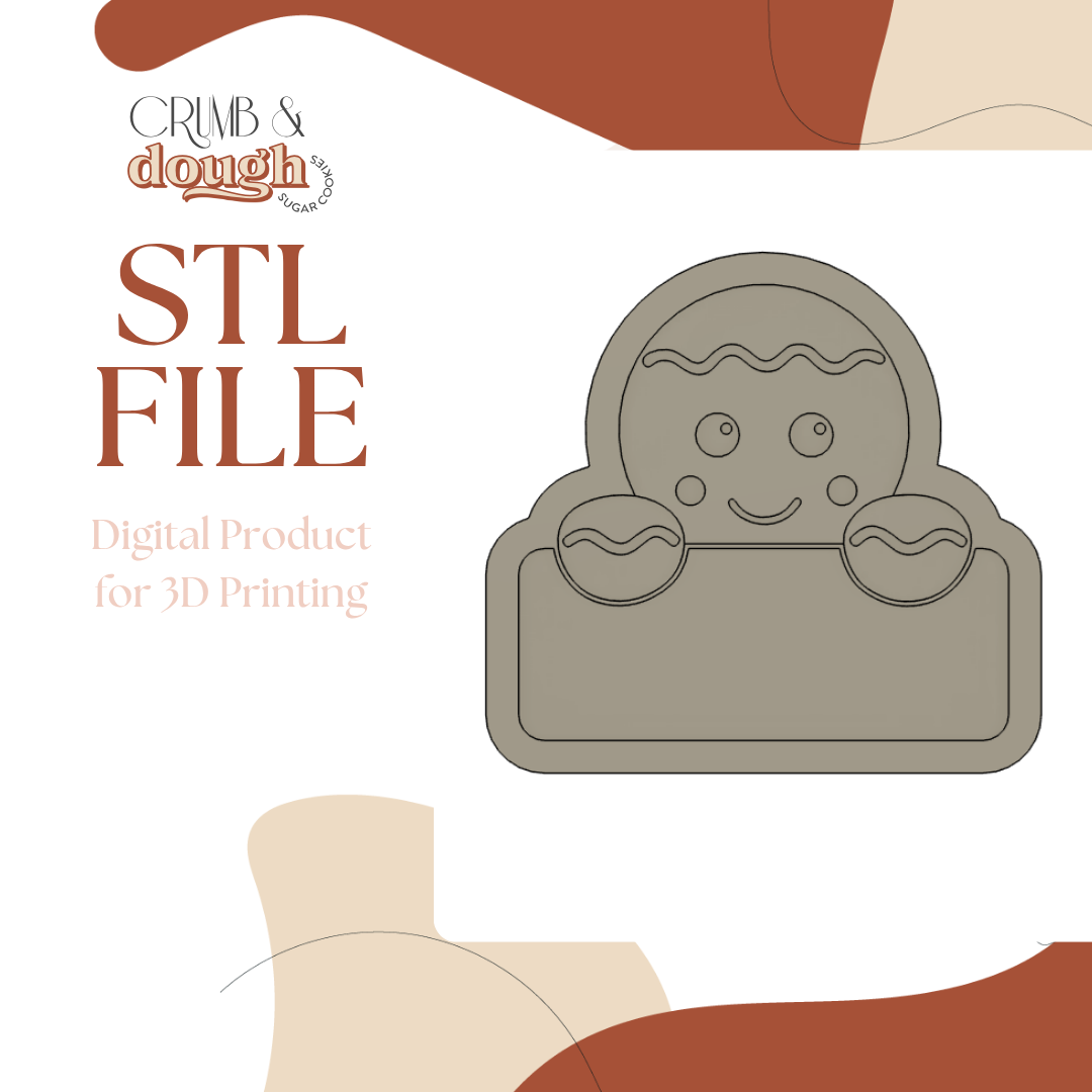 Gingerbread Man with Sign Cookie Stamp & Cutter STL File