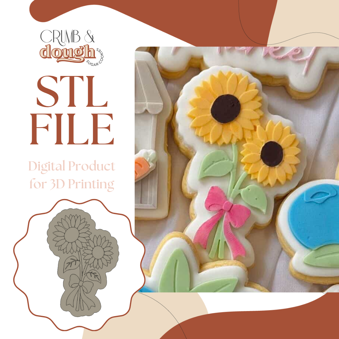 Sunflower Bunch with Bow Cookie Stamp & Cutter STL File