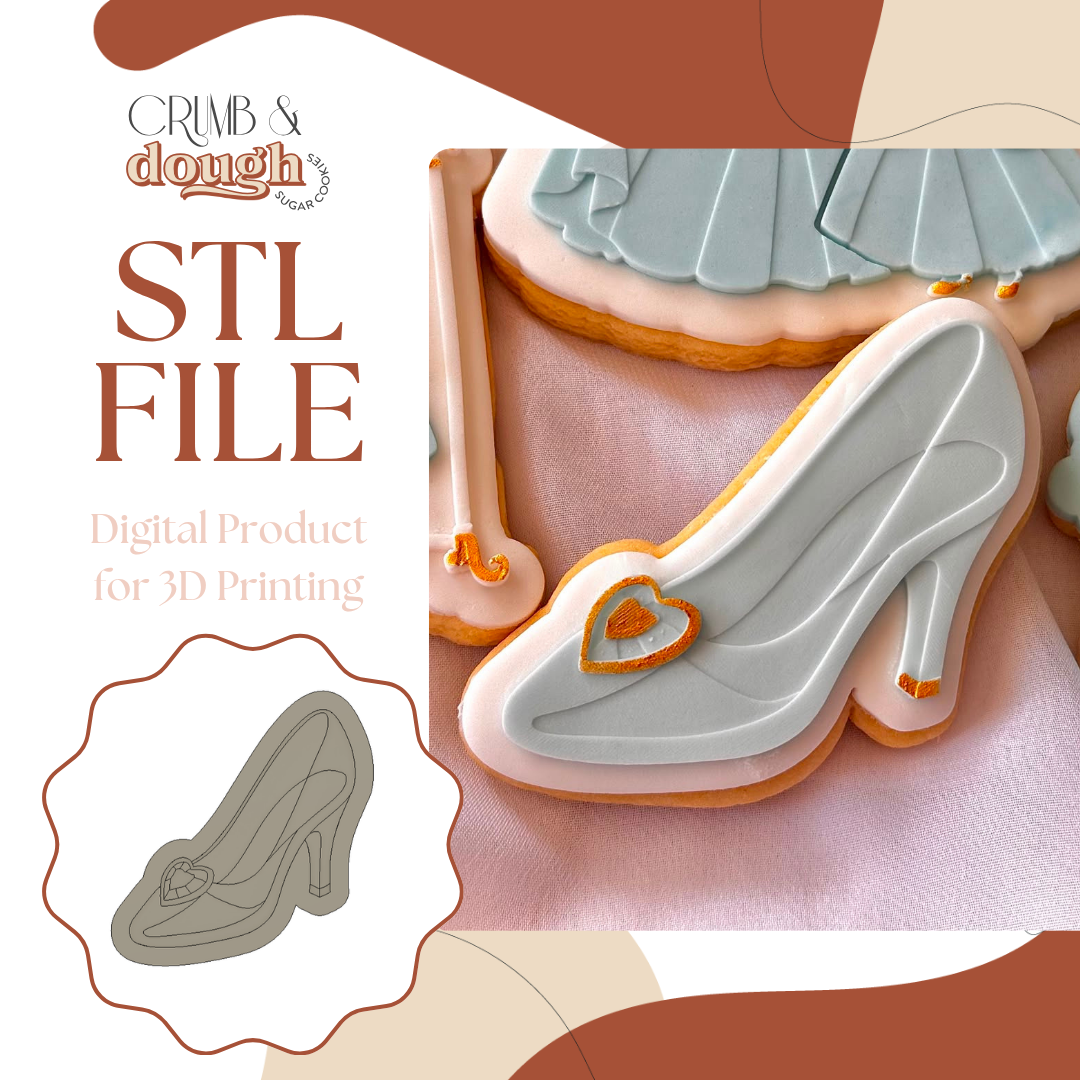 Glass Slipper Cookie Stamp & Cutter STL File