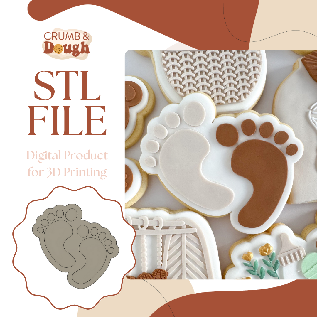 Baby Feet Cookie Stamp & Cutter STL File