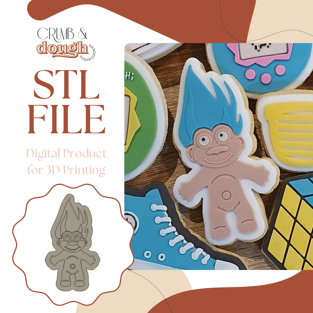 90's Troll Cookie Stamp & Cutter STL File