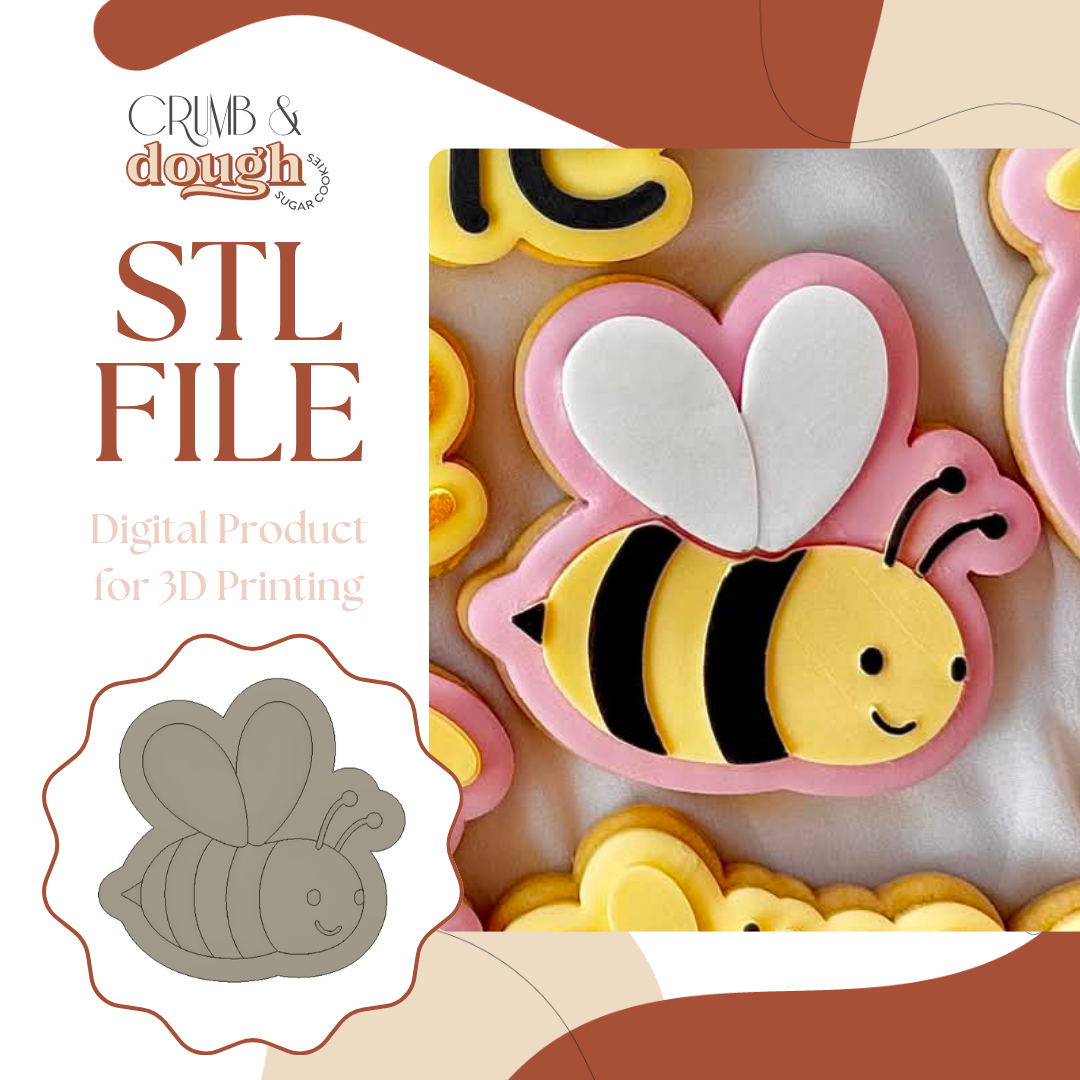 Happy Bee Cookie Stamp & Cutter STL File