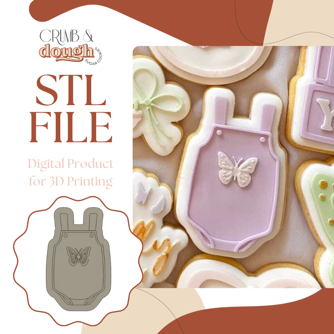 Baby Butterfly Jumpsuit Cookie Stamp & Cutter STL File