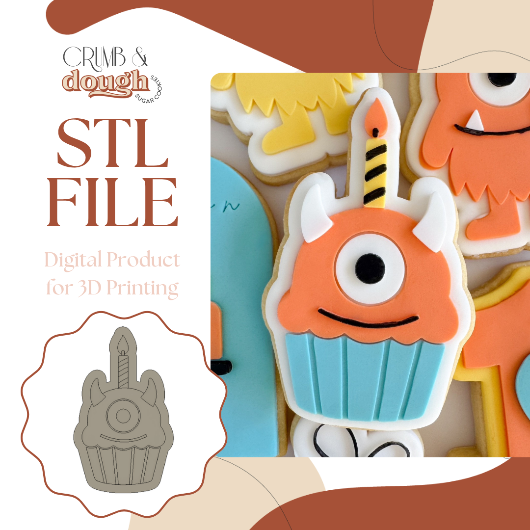 Monster Cupcake Cookie Stamp & Cutter STL File