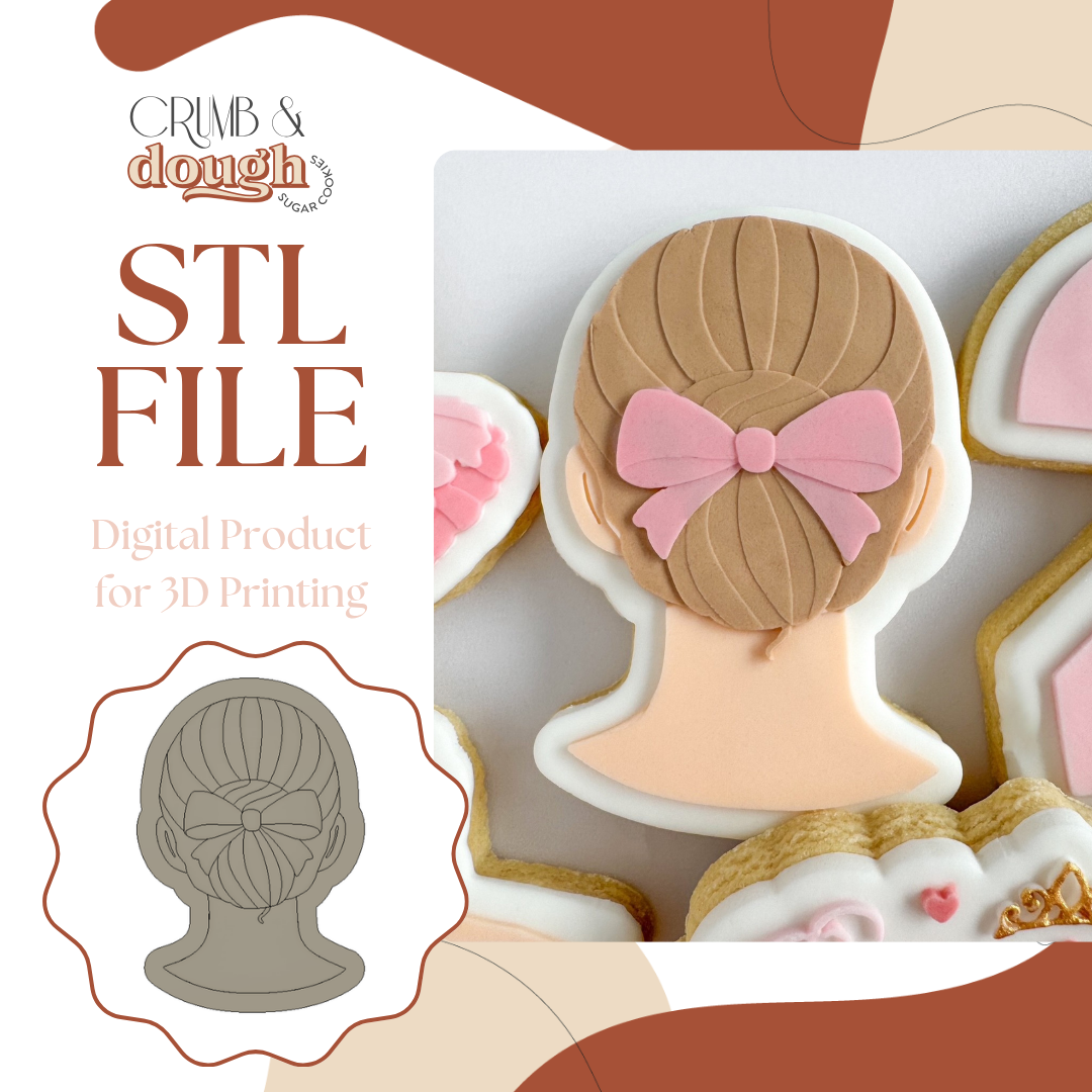 Ballerina Hair Bun Cookie Stamp & Cutter STL File