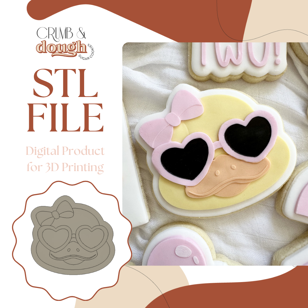 Duck with Heart Glasses Cookie Stamp & Cutter STL File