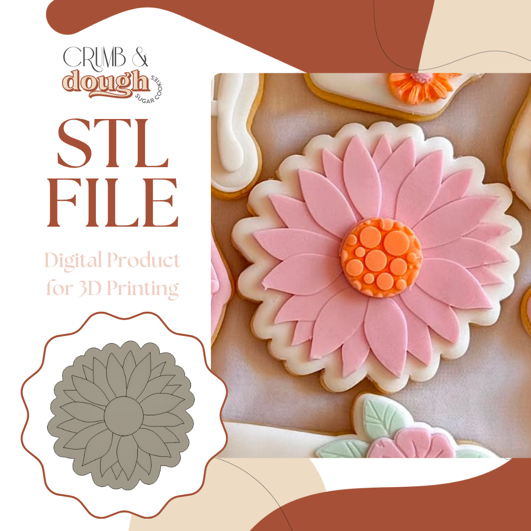 Sunflower Cookie Stamp & Cutter STL File