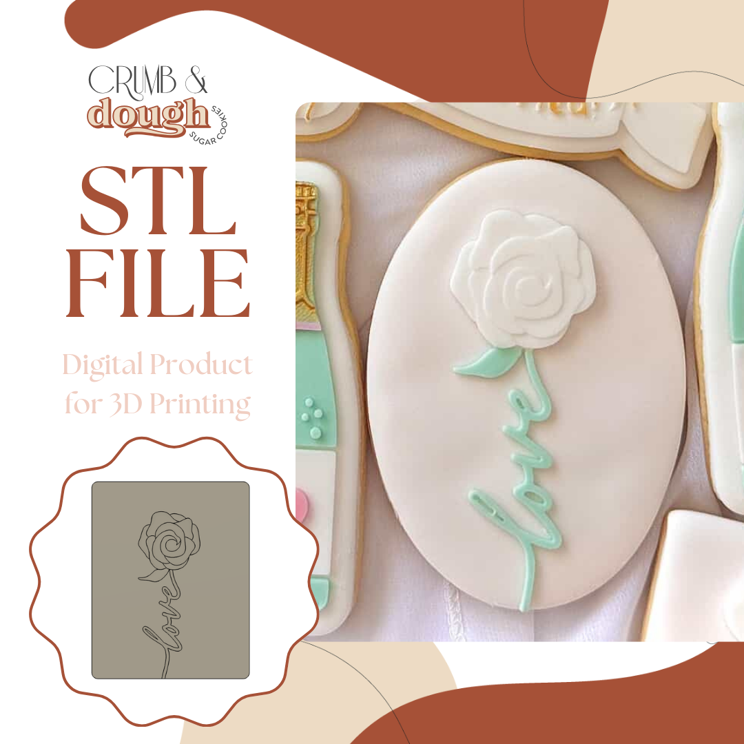 Love Rose Cookie Stamp & Cutter STL File