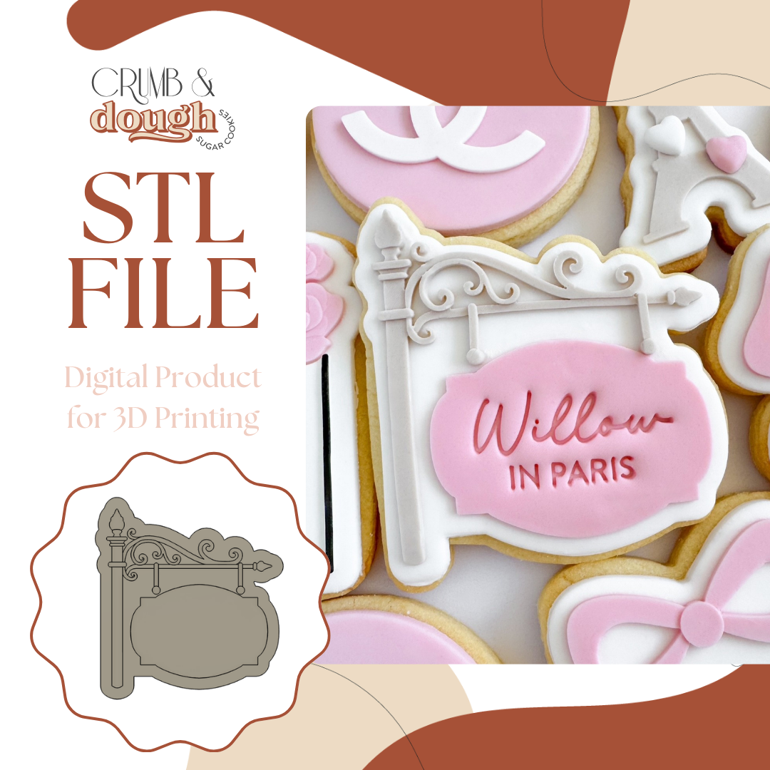 Parisian Cafe Sign Cookie Stamp & Cutter STL File