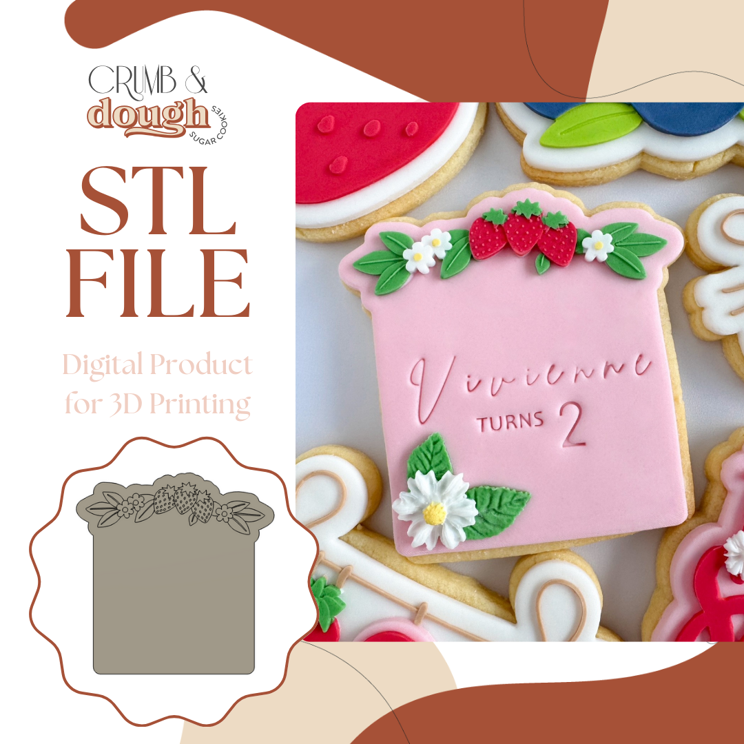 Strawberry Plaque Blank Cookie Stamp & Cutter STL File