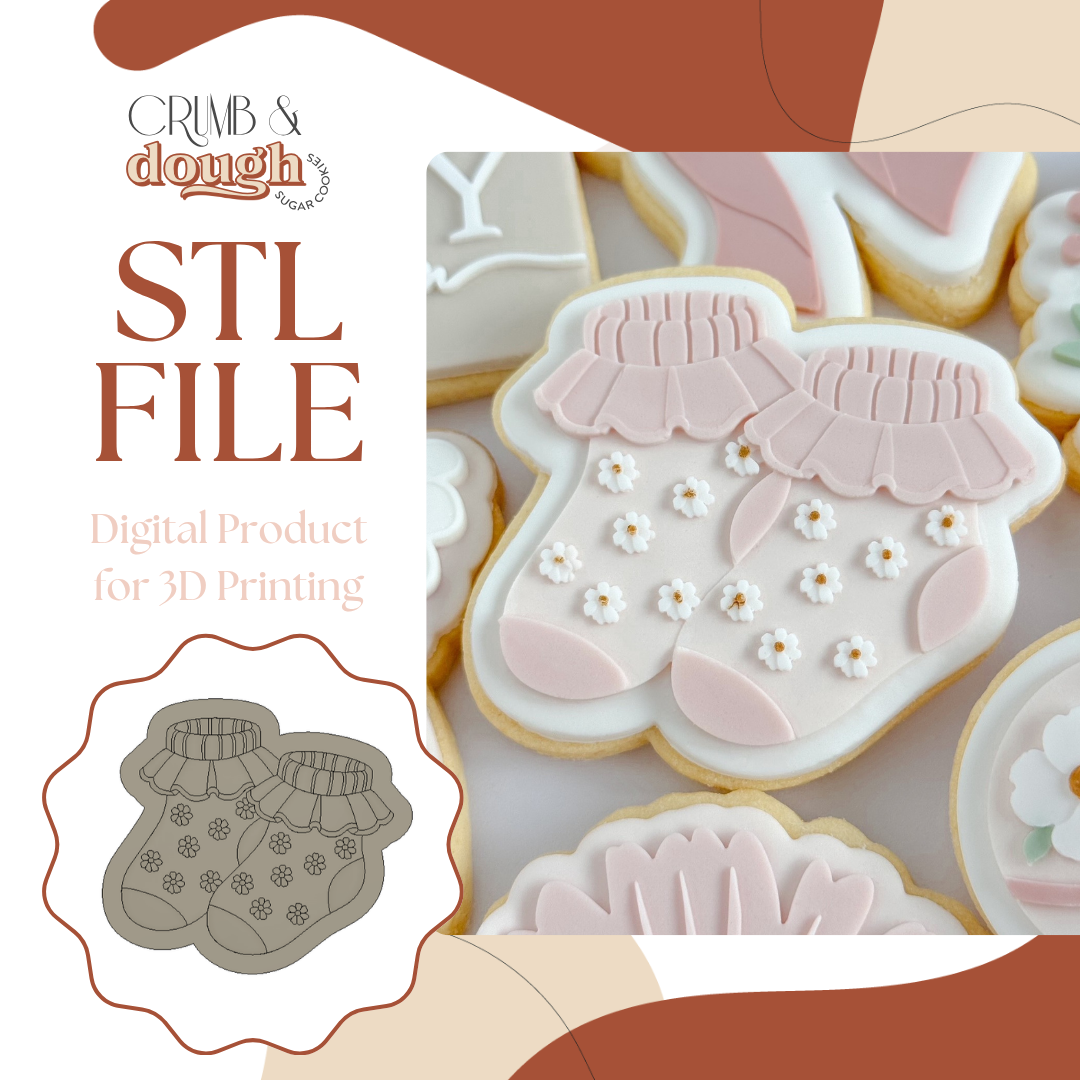 Floral Baby Socks Cookie Stamp & Cutter STL File