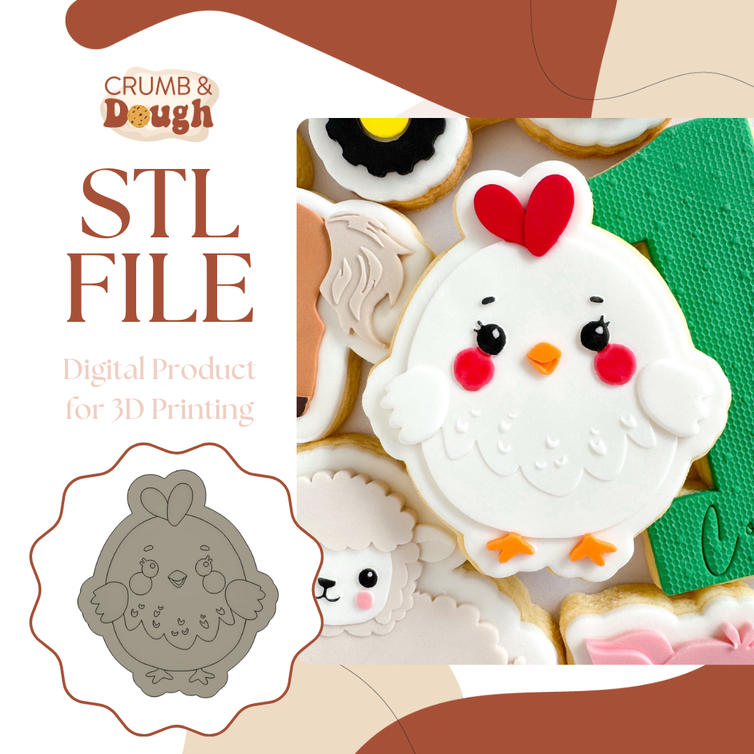 Chicken Cookie Stamp & Cutter STL File