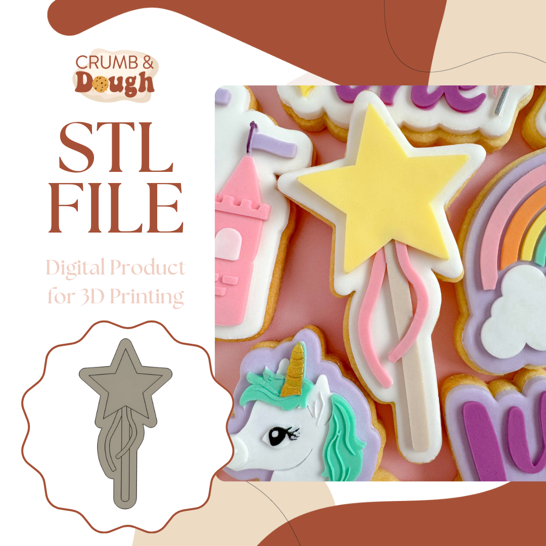 Magic Wand Cookie Stamp & Cutter STL File