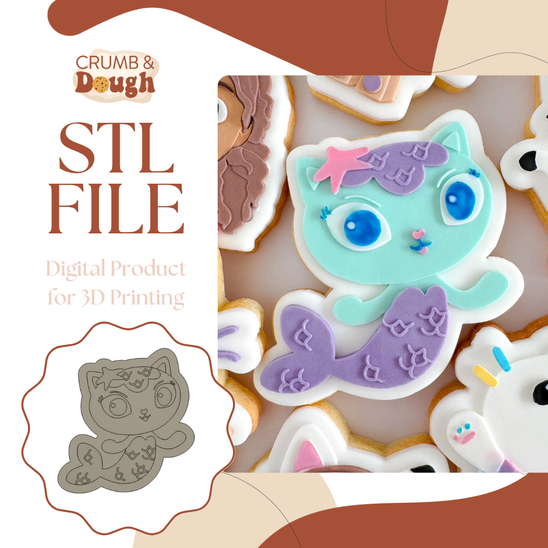 Mermaid Cat Cookie Stamp & Cutter STL File