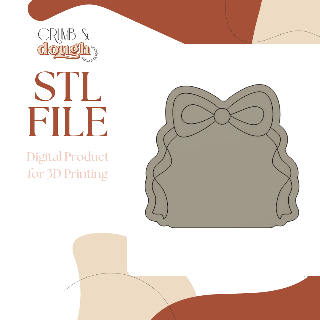 Wavy Bow Plaque Cookie Stamp & Cutter STL File