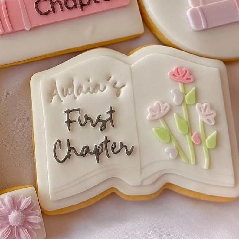 First Chapter Open Book Cookie Stamp & Cutter