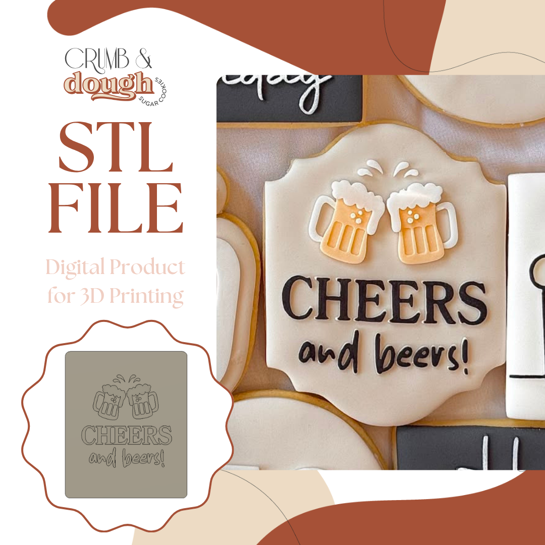 Cheers and Beers Cookie Stamp & Cutter STL File