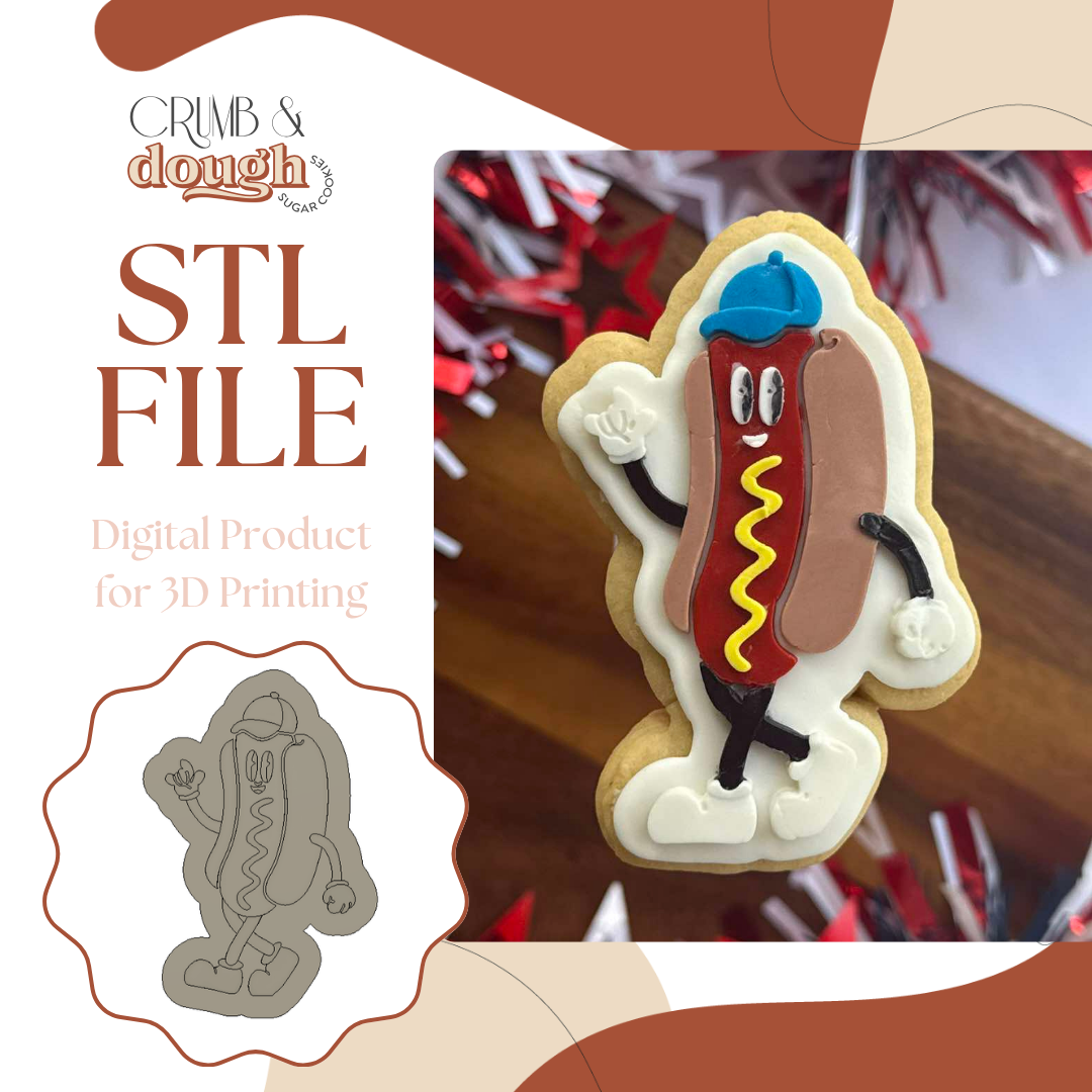 Hotdog with Hat Cookie Stamp & Cutter STL File