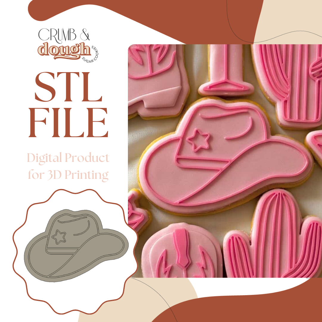 Cowboy Hat Outline Cookie Stamp & Cutter STL File