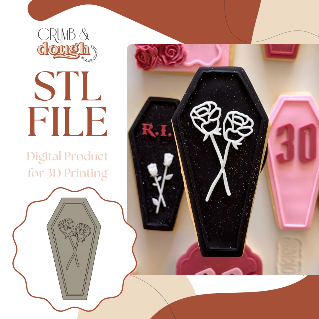 Coffin with Roses Cookie Stamp & Cutter STL File