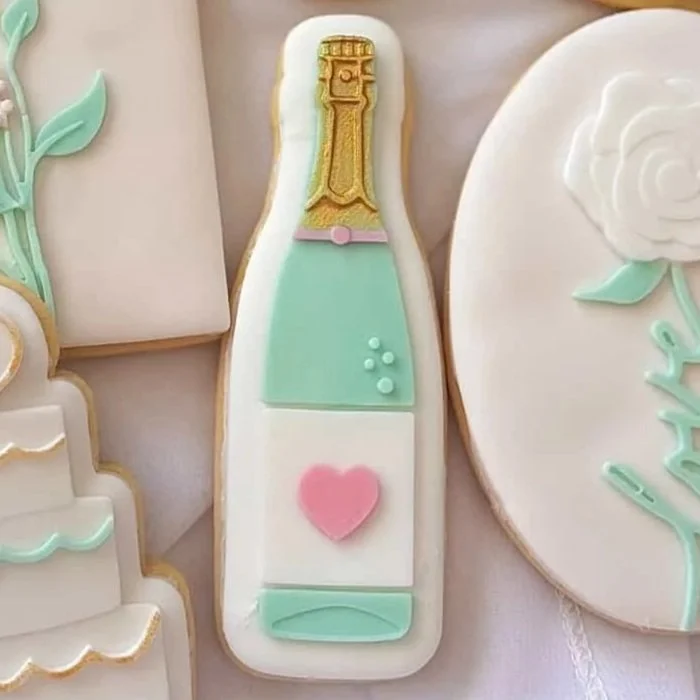 Champagne Bottle with Heart Cookie Stamp & Cutter