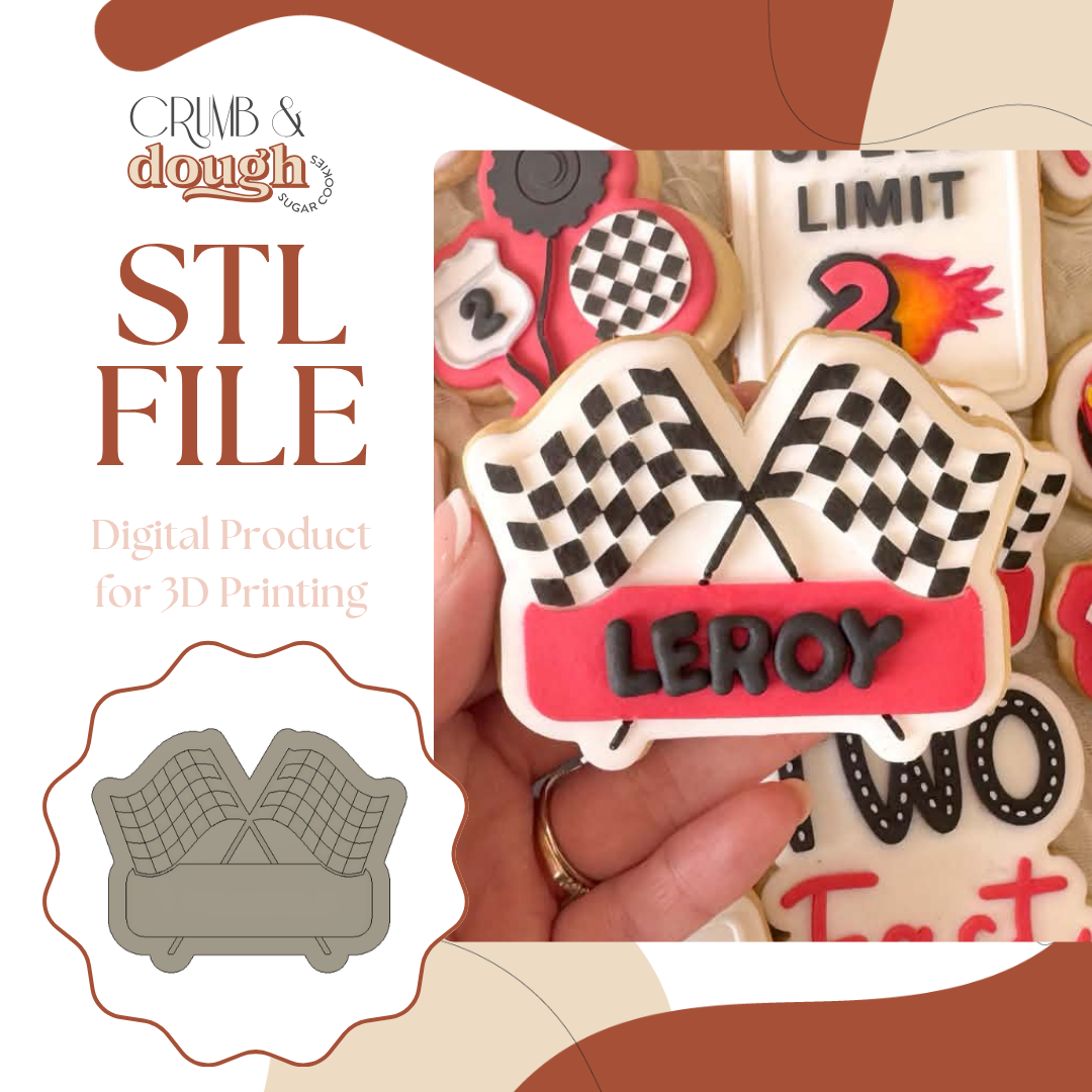 Racing Flags with Banner Cookie Stamp & Cutter STL File