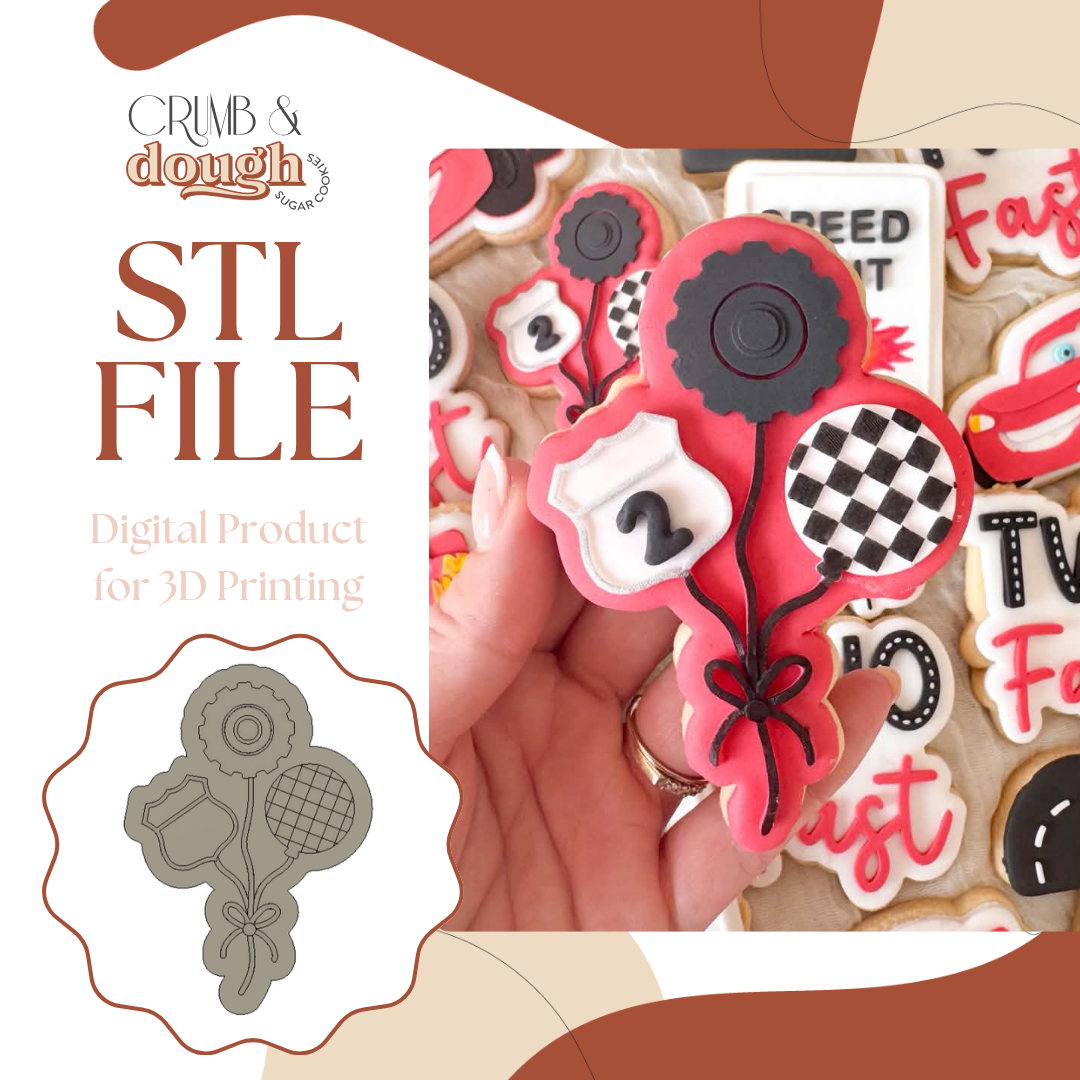 Racing Balloon Bunch Cookie Stamp & Cutter STL File