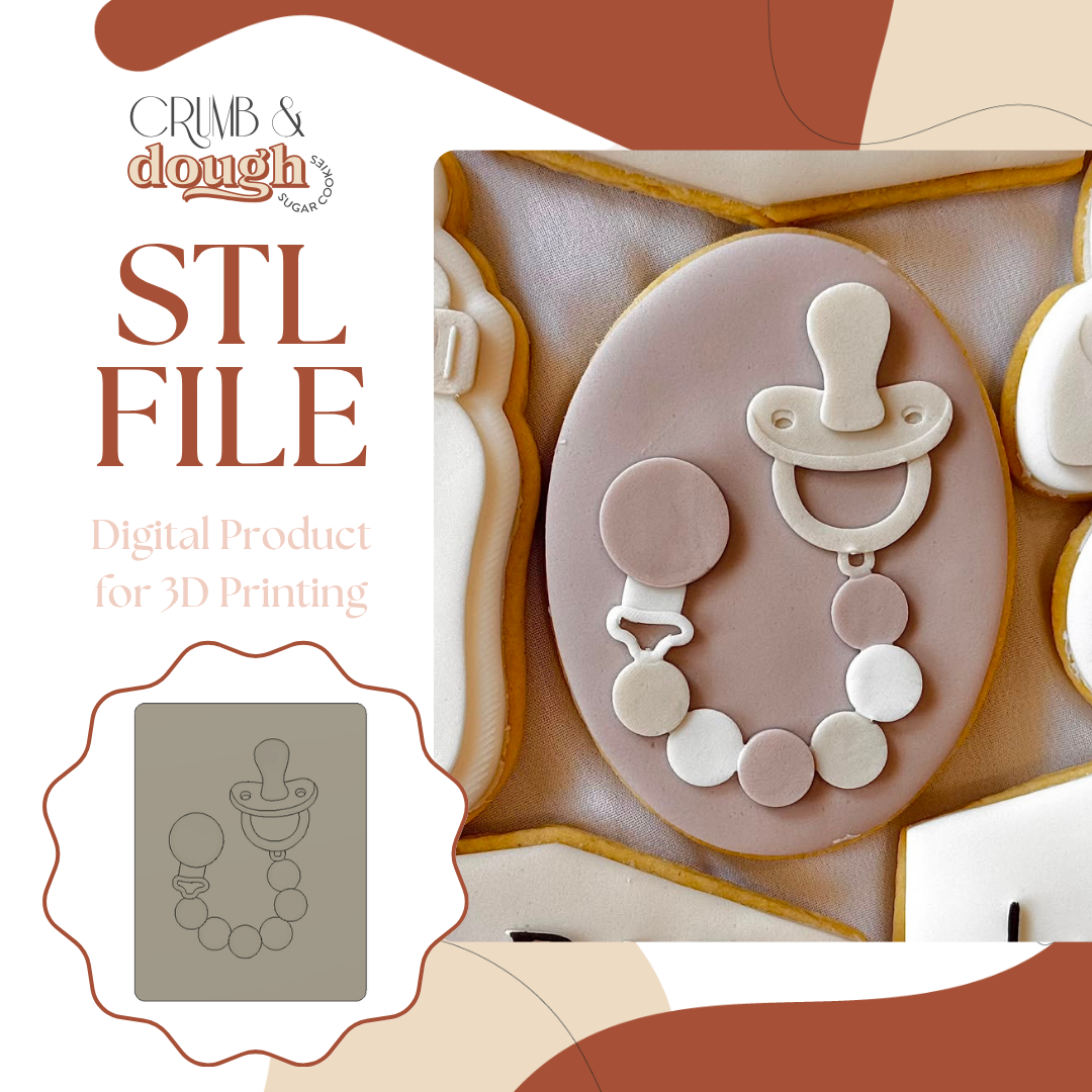 Baby Dummy Oval Cookie Stamp & Cutter STL File