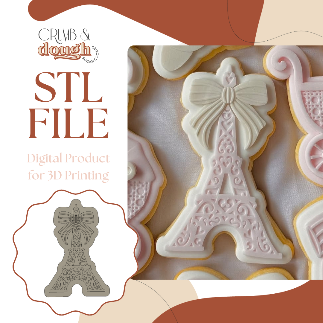 Eiffel Tower with Bow Cookie Stamp & Cutter STL File