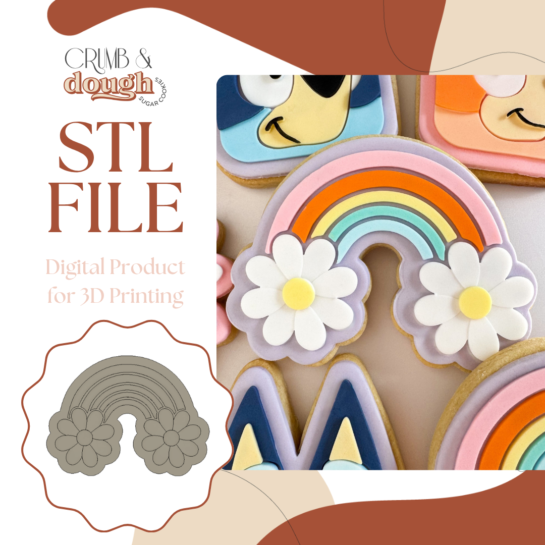 Rainbow with Daisies Cookie Stamp & Cutter STL File