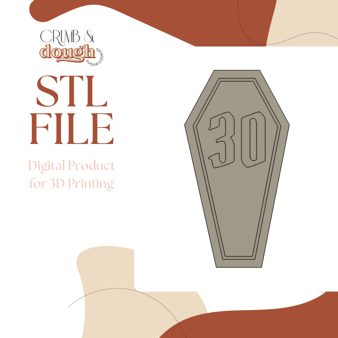Coffin 30 Cookie Stamp & Cutter STL File