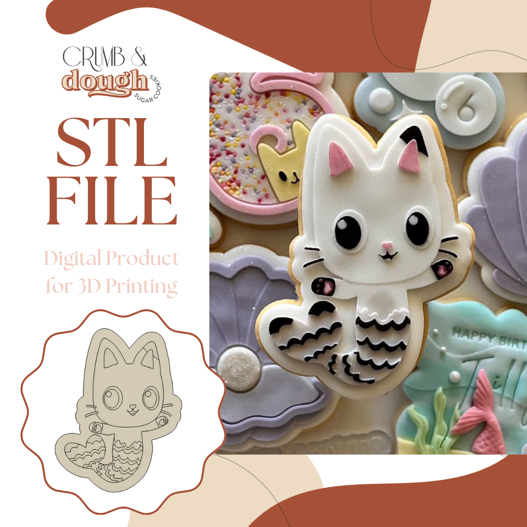 Mermaid Pandy Paws Cookie Stamp & Cutter STL File