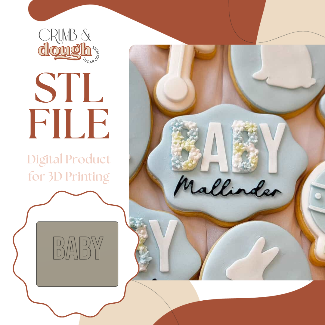Baby Wavy Plaque Cookie Stamp & Cutter STL File