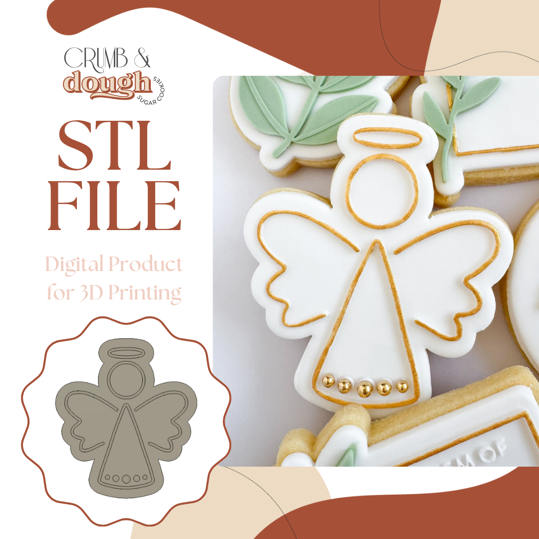 Angel Outline Cookie Stamp & Cutter STL File