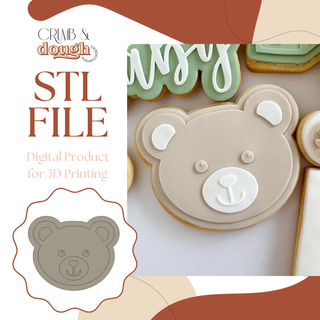 Teddy Bear Face Cookie Stamp & Cutter STL File
